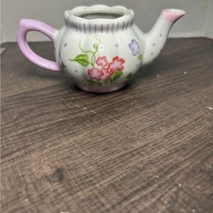 Vintage Floral Ceramic Teapot with Pink Handle